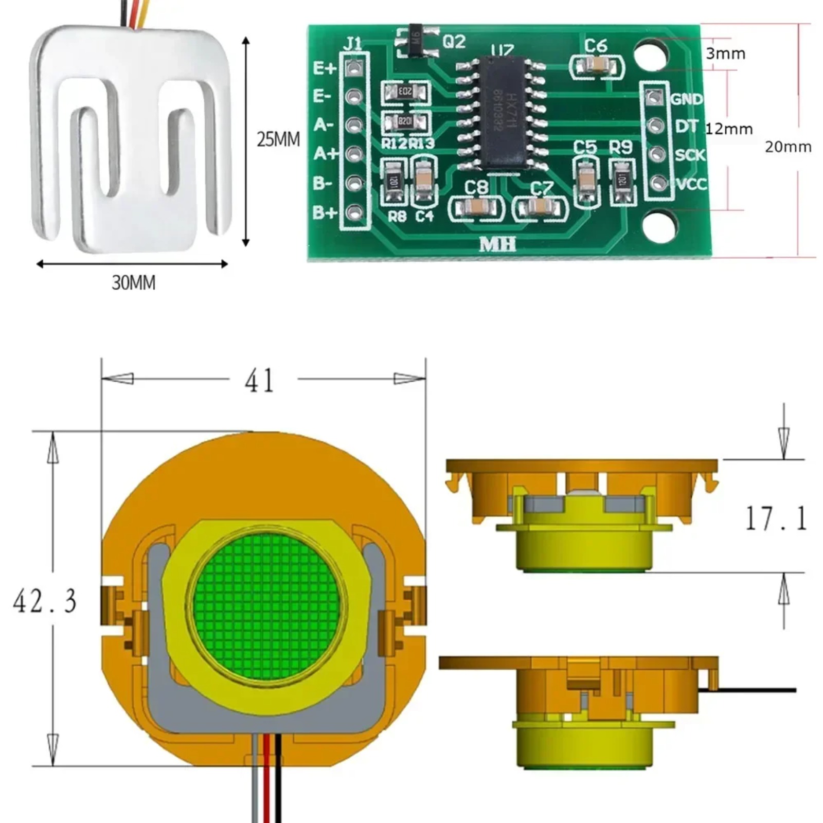 Sensor Kit Arduino - Датчик веса DIYmall 50 кг с
